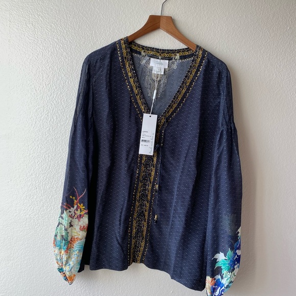 Camilla S Navy & Swarovski embellished Peasant Blouse, lacing “up all night” - Picture 7 of 10